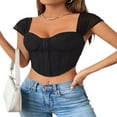 thumbnail image 4 of Hauts d'Été à Manches Courtes Basses pour Femmes Mode Décontractée Ajustée avec Boucle, 4 of 8