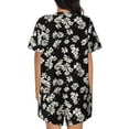 thumbnail image 3 of Bingfone Daisies Flowers Print Pajamas Sets for Women Soft Short-Sleeved Pjs with Lounge Shorts Two Piece Sleepwear, 3 of 8