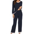 thumbnail image 4 of yievot Lounge Sets for Women 2 Piece Cotton Pajamas Long Sleeve Tops and Pants Casual Loungewear Sleepwear, 4 of 7