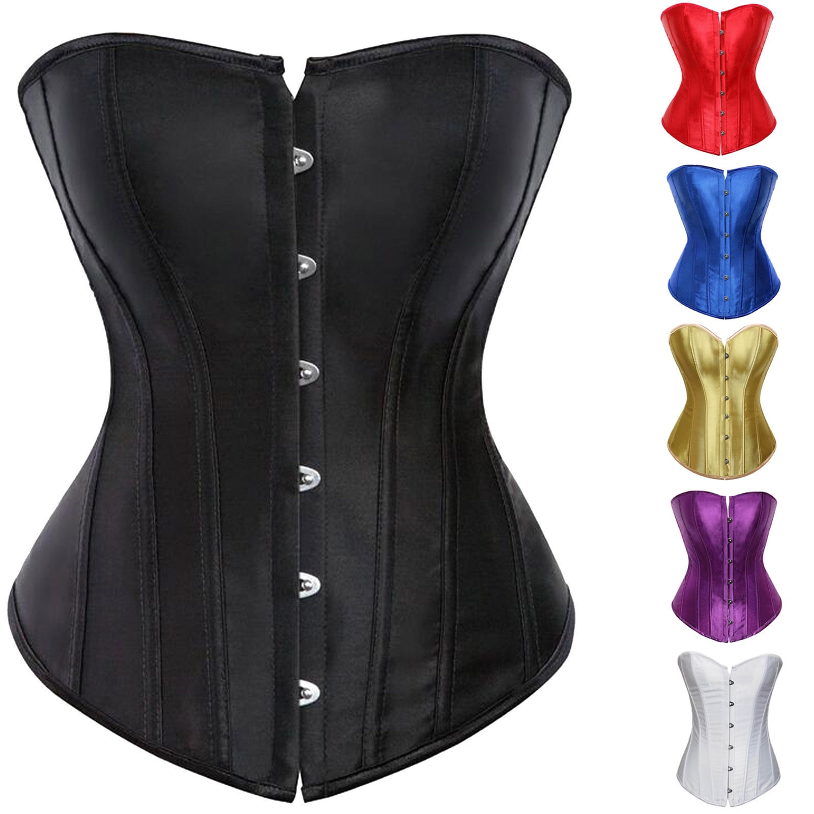 Women's 26 Steel Boned Satin Corset Solid Color Overbust Bustier Viking  Outfit Women Plus Size Push Up Body Shaper 