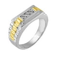 thumbnail image 4 of 10K Yellow Gold Plated .925 Sterling Silver Diamond Accent Miracle-Set 3 Stone Ridged Band Gentlemen's Fashion Ring (I-J Color, I2-I3 Clarity) - Size 10, 4 of 8