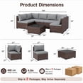 thumbnail image 4 of Aiho 7-Piece Rattan Patio Furniture Set , Outdoor Sectional Furniture Set with Tempered Glass Table for Patio, Garden, Backyard, Grey, 4 of 10