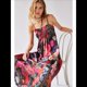 thumbnail image 5 of Vestido Maxi Floral para Mujer, Sin Mangas, Espalda Descubierta, Corte A, , Fluido, con Espalda Hueca y Tirantes Finos Rojo S, 5 of 8