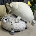thumbnail image 4 of Juguete de peluche de felpa de sello de Piel Gris Kawaii, muñeco de peluche suave, almohada para dormir, lindo regalo de belleza y moda para decoración de habitación de niños, 30-100cm, 4 of 4
