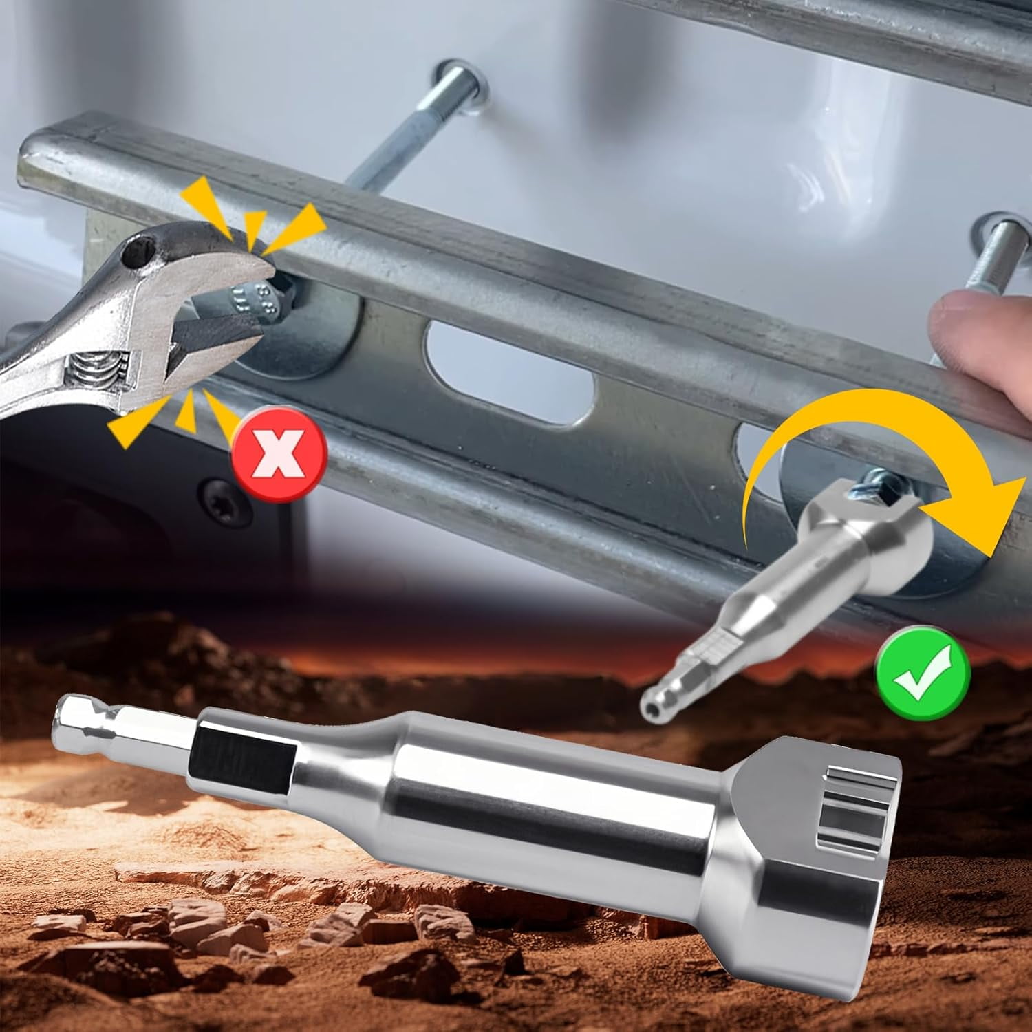 Stainless Steel 3/4" Strut Channel Adapter Nuts & Bolts Drill Bit Socket Wrench Tool for 19mm Bolt Head Fit for 1-5/8" 2-7/16" Channels and Struts