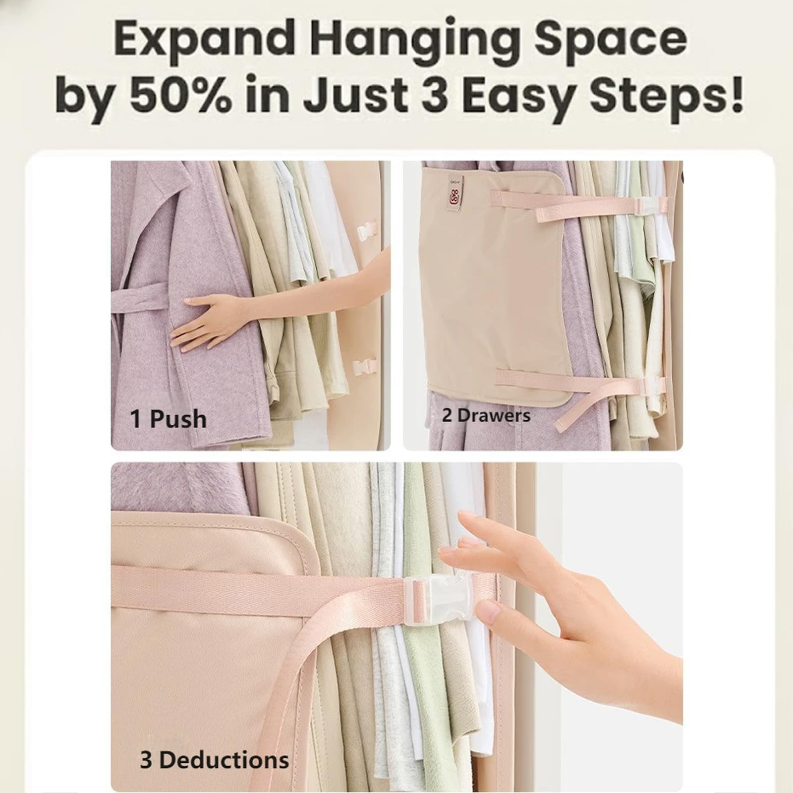 Hanging Space-Saver Closet Compressor, Garment Storage Bags, Wardrobe Storage Dress Covers Garment Bags, With Metal Hook, For Coats, Jackets, T-Shirt(Pink-2PC)