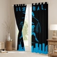 thumbnail image 4 of Homewish Teens Baseball Print Black Out Curtains, Black Blue Abstract Curtains Pack of 2 (42x63 Each), Cartoon Sports Theme Bedroom Curtains, Black Out Curtains Bedroom Decor, 4 of 7