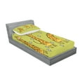 thumbnail image 2 of Ambesonne Animal Fitted Sheet & Pillow Sham Set, Illustration of Giraffes, Twin, Avocado Green Caramel, 2 of 2