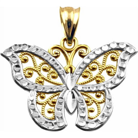 Handcrafted 10kt Gold Diamond-Cut Butterfly Charm Pendant