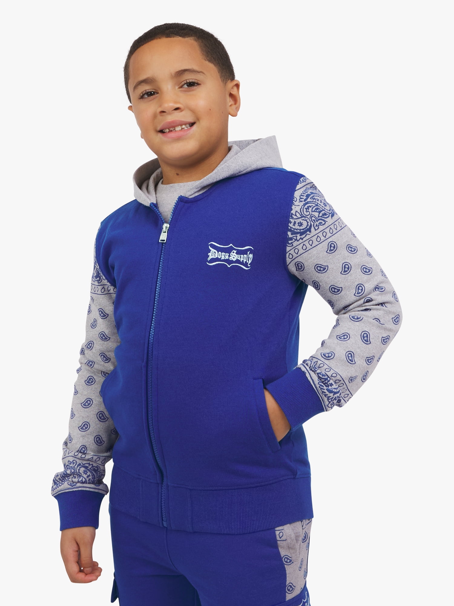 Dogg Supply Boys Varsity Zip-Up Hoodie, Sizes XS-XXL