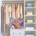 thumbnail image 4 of Yayeee Collapsible Cube Storage Bin with Lid Fabric Closet Decorative Basket with Handles, Colorful Painted Flowers Pattern, 4 of 7