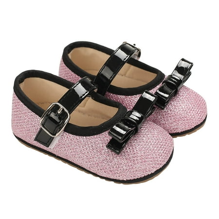 

OVTICZA Baby Toddler Girls Boy Rubber Sole Non-Slip Flats First Walkers Shoes Dress Summer Mary Jane Pink 12