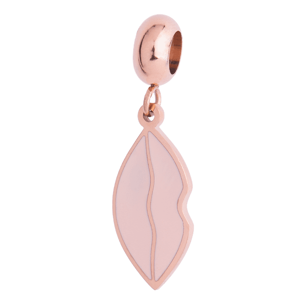 Charm para Pulsera LuckyLy Dije de Labios tipo Beso Acero Inoxidable Rosa UNITALLA