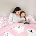 thumbnail image 4 of Homewish Girly Spooky Ghost Twin Comforter Sets for Girls, Playful Halloween Skull Bedding Set, Pink Reversible, 2pcs, 1 Comforter and 1 Pillowcase, 4 of 6