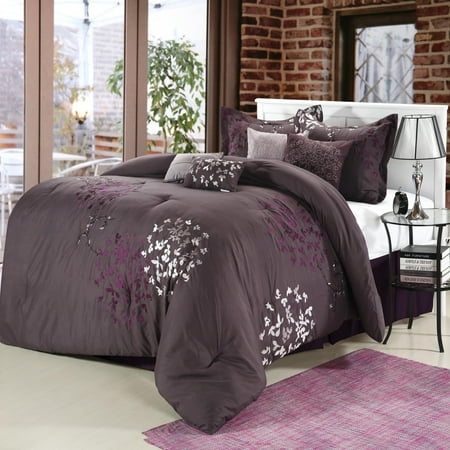 Plum Comforter Set - Cheila Plum Comforter Bed In A Bag Set 8 Piece