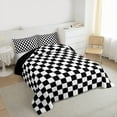 thumbnail image 3 of Homewish Geometric Plaid 2pcs Bedding Comforter Set For Teens Boys Girls,Black White Twin Comforter Sets,Vintage Aesthetic Breathable Bedding Set,Super Cozy Room Decor,Reversible, 3 of 8