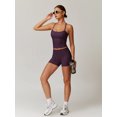 thumbnail image 3 of IBTOM CASTLE 2 Pieces Workout Sets for Women, Cross Back Tank Top Matching High Waist Biker Shorts, Gym Yoga Pilates Outfits L Deep Purple, 3 of 7