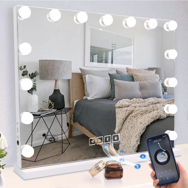 MISAVANITY Bluetooth Hollywood Mirror with Lights Large Lighted Makeup