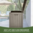 thumbnail image 5 of Uforic 30 Gallon Deck Boxes 2 Pack, Waterproof Outdoor Storage Box for Cushions, Garden Tools & Pool Accessories, Resin Storage Container for Patio, Deck & Garden, Brown, 5 of 5