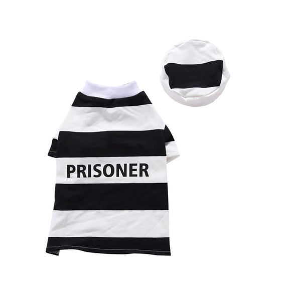 Injueey Disfraz de prisionero para mascotas con sombrero Uniforme de Halloween Ropa de manga corta para perros resistente al desgaste Vestidos de fiesta Type10 NO10 Injueey HA046413-02