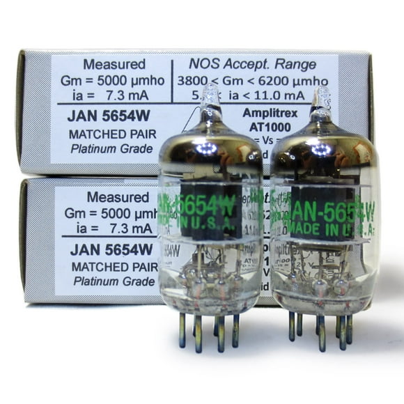 Riverstone Audio - Tested/Matched Pair (2 Tubes) 7-Pin JAN 5654W Fully-Tested Vacuum Tubes - Upgrade for 6AK5 / 6J1 / 6J1P / EF95 - JAN 5654W Platinum Grade Pair