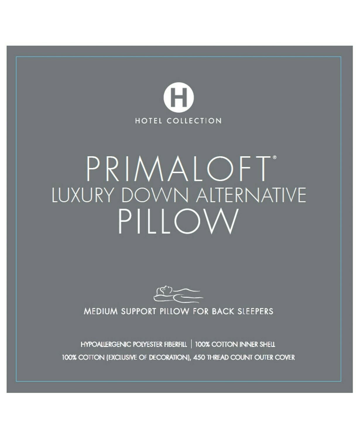 Hotel collection primaloft top silver series pillow