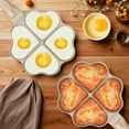 thumbnail image 3 of Topekada Egg Pan Omelette Pan, 4-Cup Nonstick Egg Frying Pan with 2 Wood Pulp Fiber Sponge Cloth , Breakfast Frying Pan Egg Cooker Suitable for Gas Stove & Induction Cookware, Beige Heart Shaped, 3 of 7