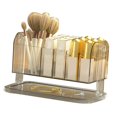 thumbnail image 4 of Organizador de cosméticos con múltiples ranuras para lápiz labial, brochas de maquillaje, lápiz de cejas, aretes, transparente., 4 of 12