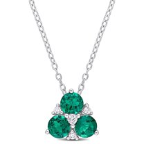 Everly Women's 1.25CT TGW Created Sapphire and Created Emerald Sterling Silver Pendant