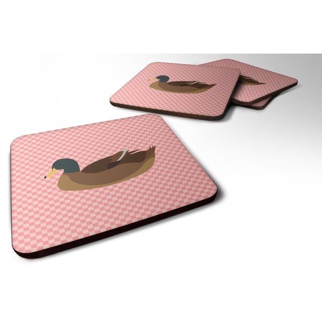 "Treasures Khaki Campbell Duck Pink Check Decorative coasters, 3.5, Multicolor" Caroline's Treasures BB7866FC