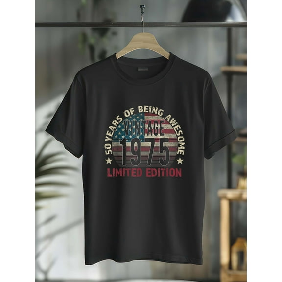 100% Cotton 50th Birthday Gift men Vintage born 1975 turning 50 Year Old T-Shirt