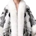 thumbnail image 4 of Poncho Shawl Wrap Winter Faux Fur Cape Cloak Coat with Faux Fur Trim Cardigan Women Casual Batwing Cape Tassel Shawl Winter Warm Shawl, 4 of 4