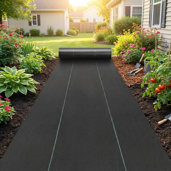 Prilinex 3 FT x 300 FT Weed Barrier Landscape Fabric - 3.2OZ Heavy Duty Driveway Fabric & Weed Blocker, Woven Weed Control Ground Cover with High Permeability for Gravel, Garden, Flower Bed