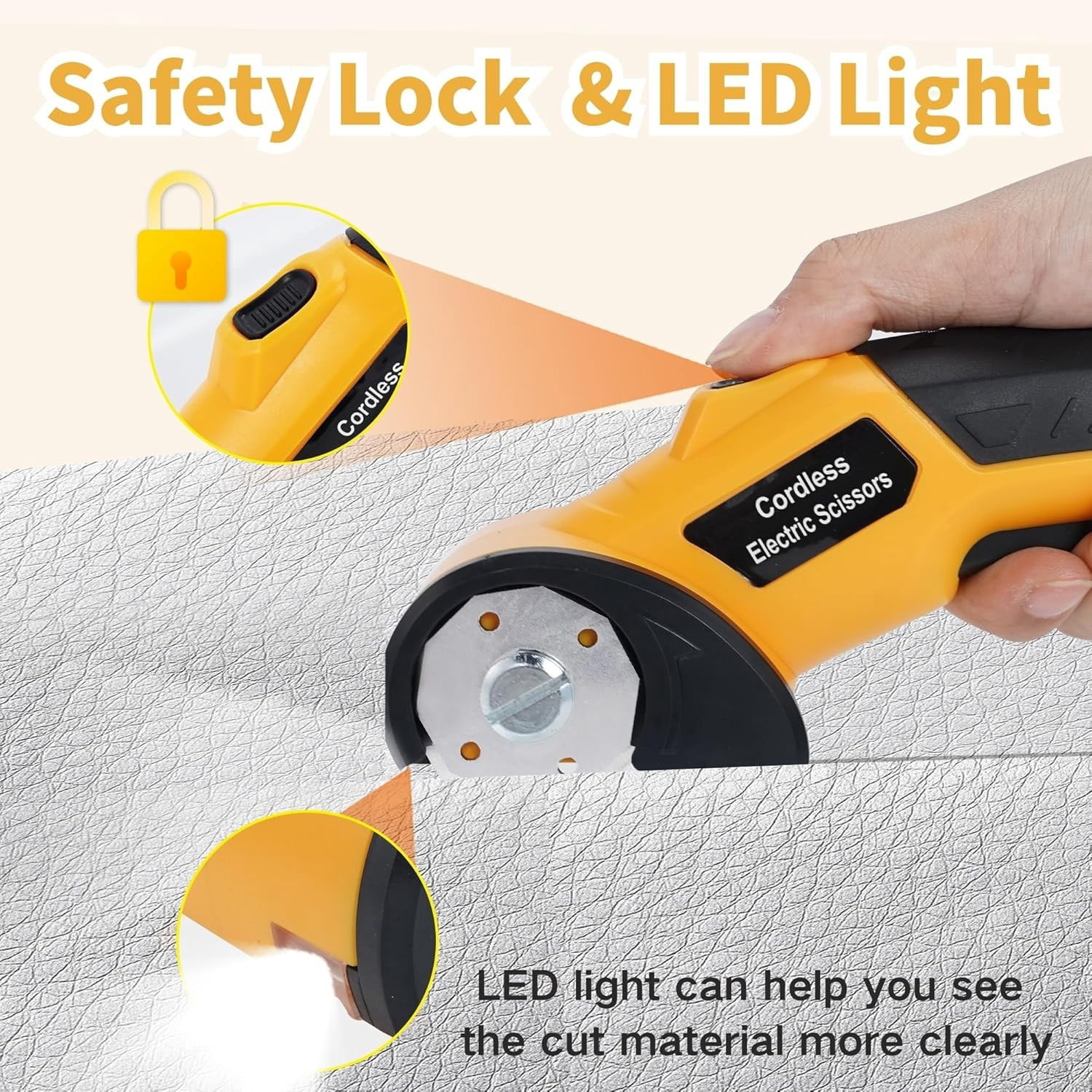 NefLaca  Cordless Electric Scissors Box Cutter With 2 Rotary Blades 4V Heavy Duty Recharg