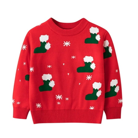 

Generic Boys Knitted Blouse for Toddler Toddler Boys Girls Christmas Cartoon Sweater Long Sleeve Warm Knitted Pullover Knitwear Tops