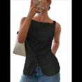 thumbnail image 3 of Camiseta de Tirantes para Mujer, , con Botones, Asimétrica, Estilo Y2K, para Salir. Negro S, 3 of 9