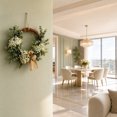 thumbnail image 4 of chaungfeng 17.72" Artificial Flower Wreath for Front Door, Hand-Woven Hanging Wreath with White Flower Bow and Green Foliage, Home Decor, Suit for Entryway, Living Room, Fireplace, Door, 4 of 7