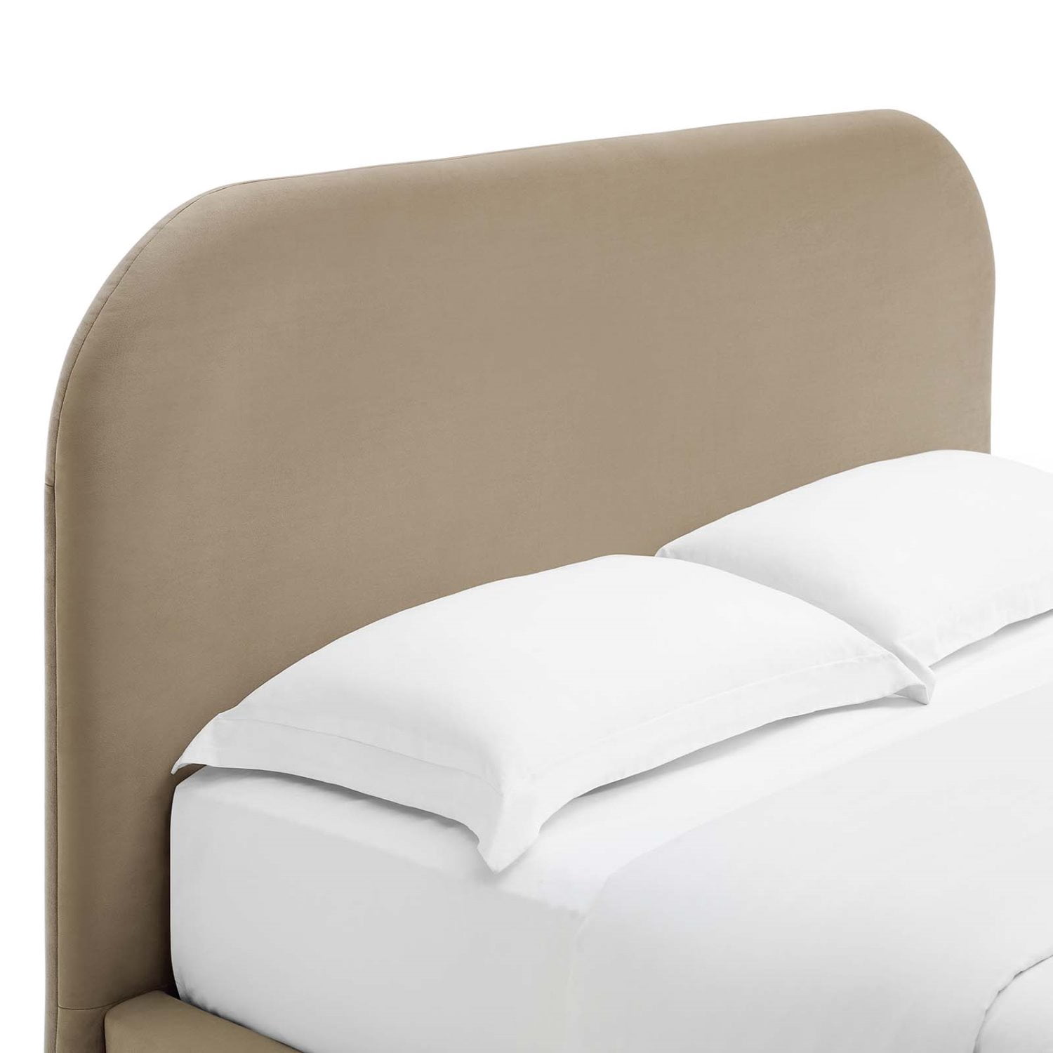 Platform Bed Frame, King Size, Taupe Gray, Velvet, Bedroom, Modern Contemporary Boutique HB36815