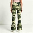 thumbnail image 6 of Spazoro Girls Flare Pants with Pockets, Button Closure Camouflage Print Relaxed Fit Lightweight Retro Bell‑Bottom Trousers for Street Daily Wear Green Size 9-10, 6 of 7