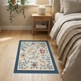 thumbnail image 3 of ODIKA 2'x3' Ivory Cream Suzani Garden Botanical Floral Washable Doormat Traditional Folk Art Motifs with Decorative Border Non-Slip, Low Pile for Entryway, Kitchen, Laundry Room, 3 of 7