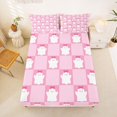 thumbnail image 5 of Manfei Happy Halloween Ghosts Queen Sheets,Pink Classic Checkered Print Queen Sheet Sets,4pcs,1 Flat Sheet, 1 Fitted Sheet and 2 Pillowcases, 5 of 6