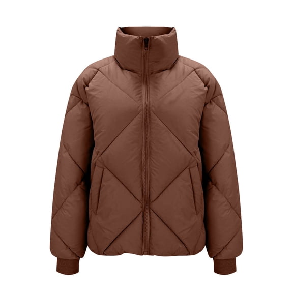 Niaviben Long Puffer Coat Women Zip Up Jackets for Women Womens Insulated Down Jacket Women's Winter Jacket Women Jacket for Women Puffy Coat Coffee L