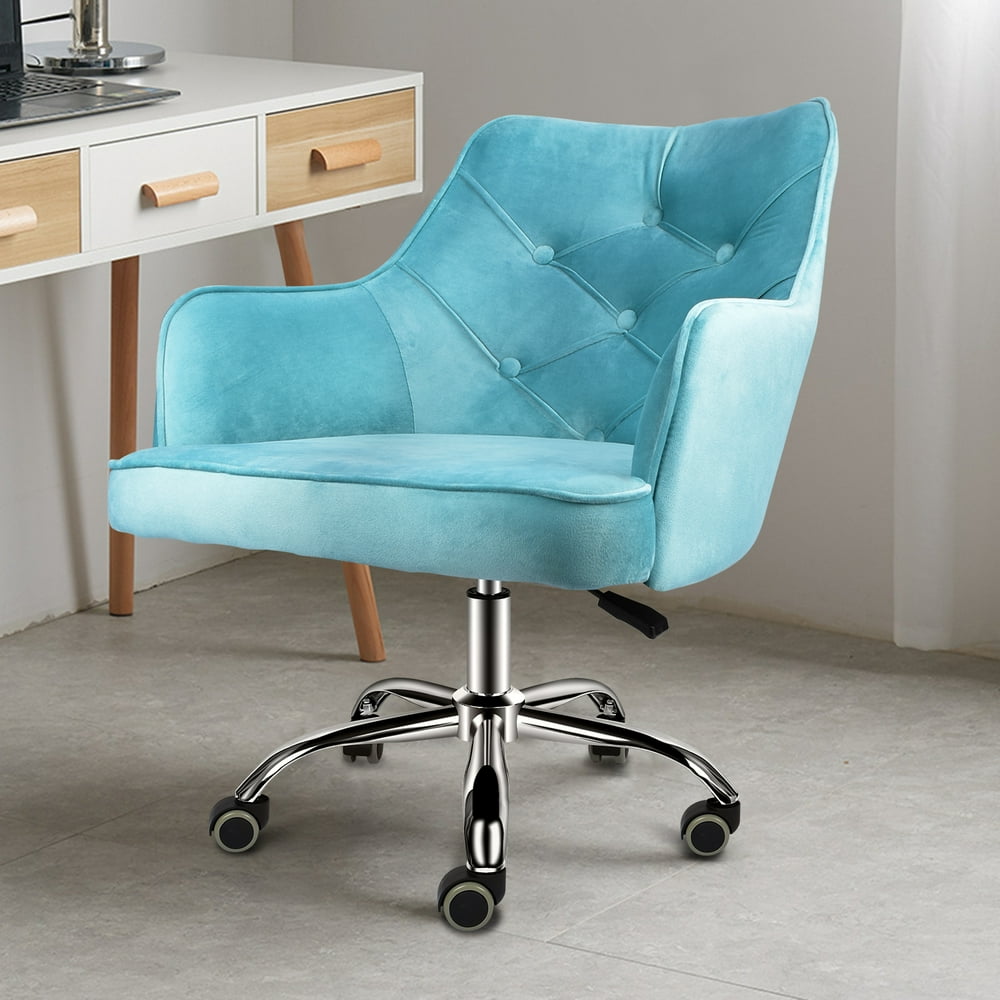 Velvet Task Chair, Mid-Back Velvet Upholstered Swivel Home Office Chair