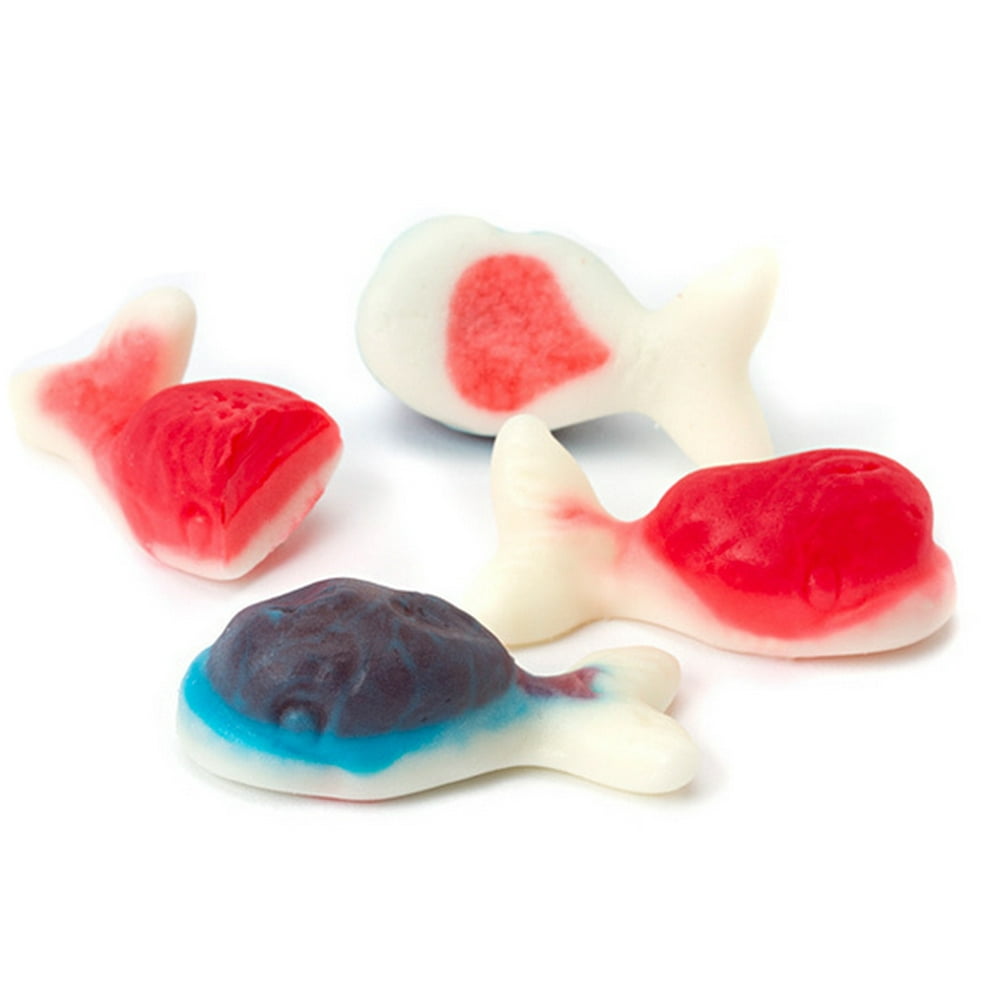 Vidal Red & Blue Gummi Whales JellyFilled Gummy Candies 1 pound