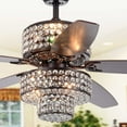 thumbnail image 2 of Tierna 5-Blade 52-Inch Rustic Bronze Lighted Ceiling Fans Two-Tiered Crystal Shade (Remote Controlled), 2 of 5