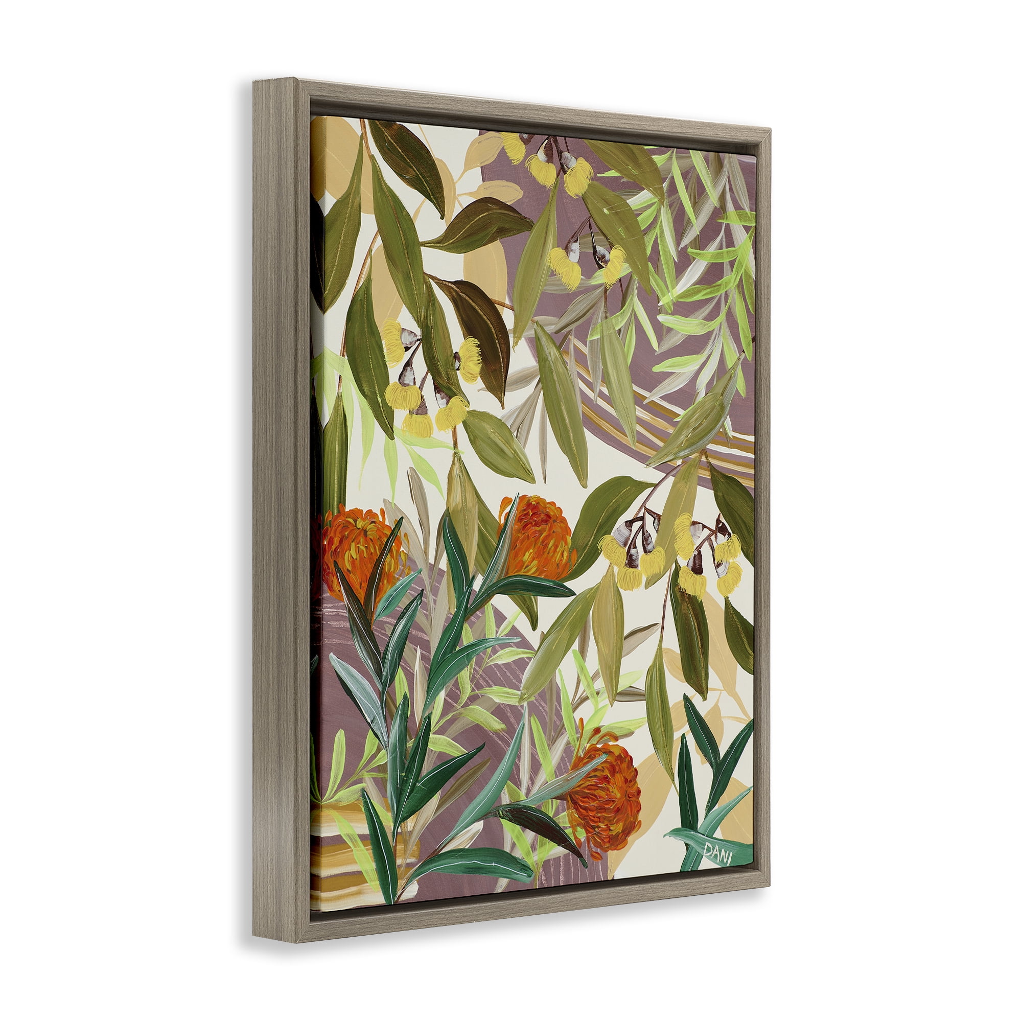 Stupell Industries Walk With Me Blooms Brown Framed Floater Canvas Wall Art, design by Dani Heyward