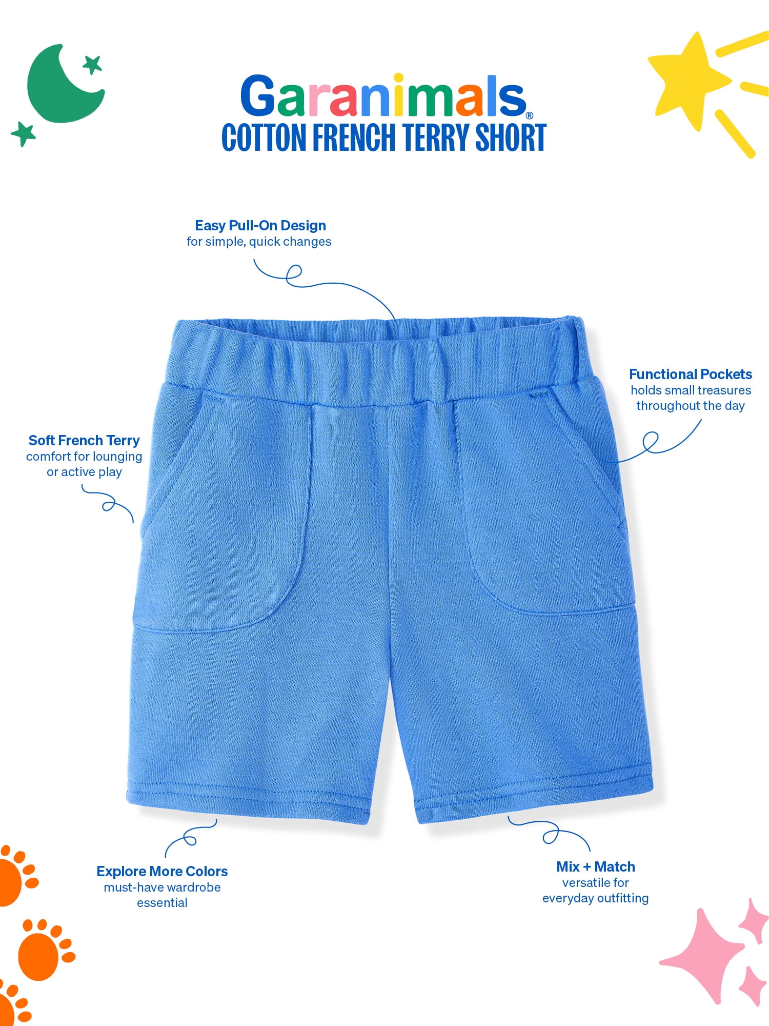 Garanimals Newborn, Baby & Toddler Boy Cotton French Terry Pull-On Shorts, Sizes 0-6T