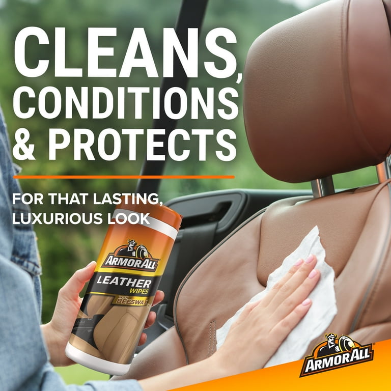 Armor All, Leather Car Cleaning Wipes, 20 Count, With Beeswax