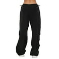 thumbnail image 4 of Mujeres Boyfriend Cargo Pantalones de cintura baja suelta amplia recta Baggy pantalones de chándal con bolsillos Nituyy Varios colores, pantalones de trabajo ajustables con cordón, 4 of 5