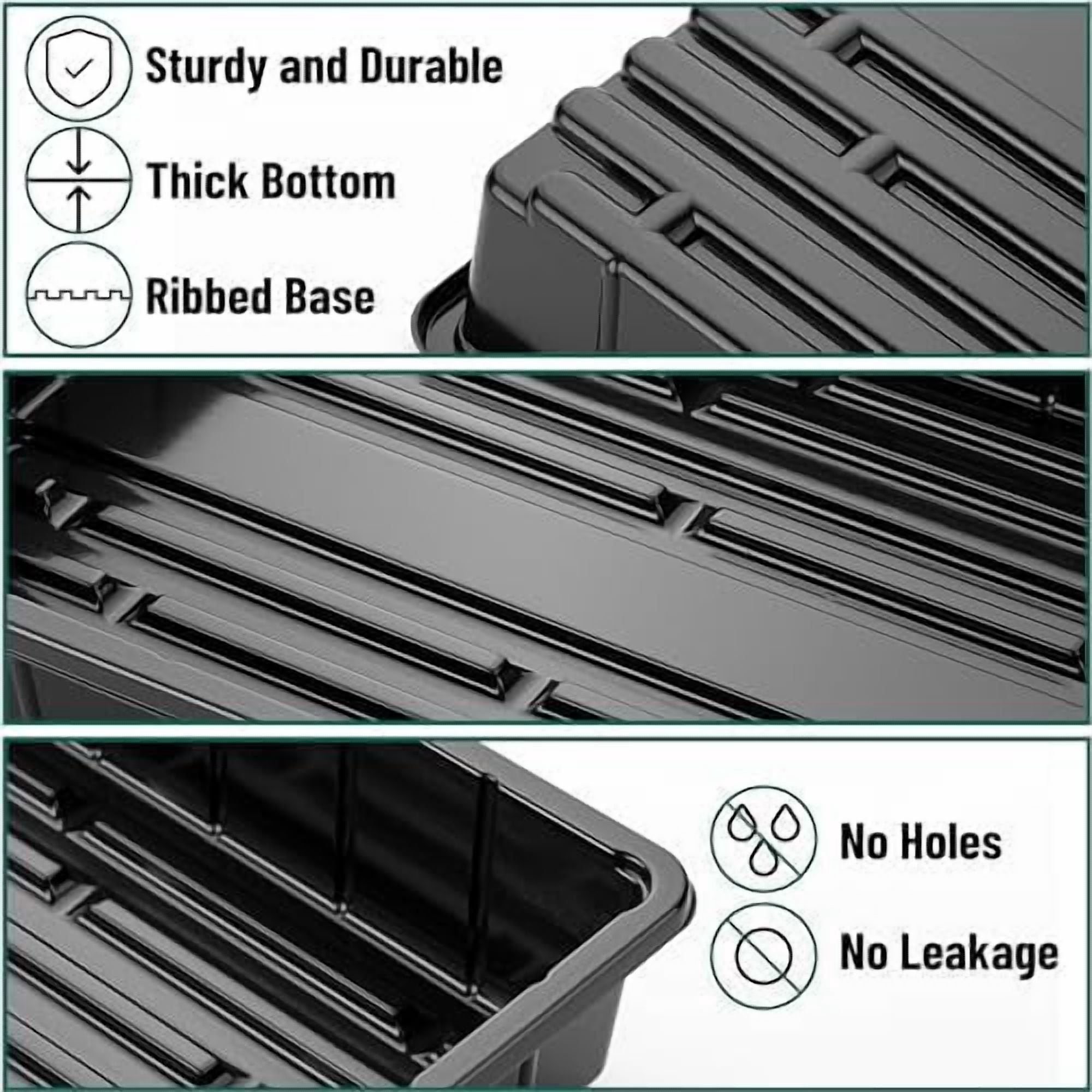 - Plastic Growing Trays, 10 Pack, Black, 17”x10”, Plant Tray, Seed Tray, Seedling Tray, Propagation Tray, Plant Trays for Seedlings, Seedling Starter Trays, Microgreens Growing Trays